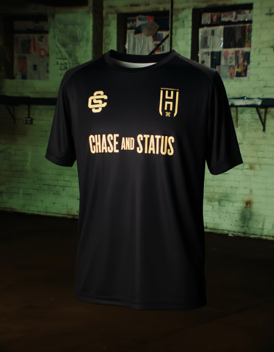 CHASE & STATUS X HAMMERSMITH FC FOOTBALL JERSEY BLACK
